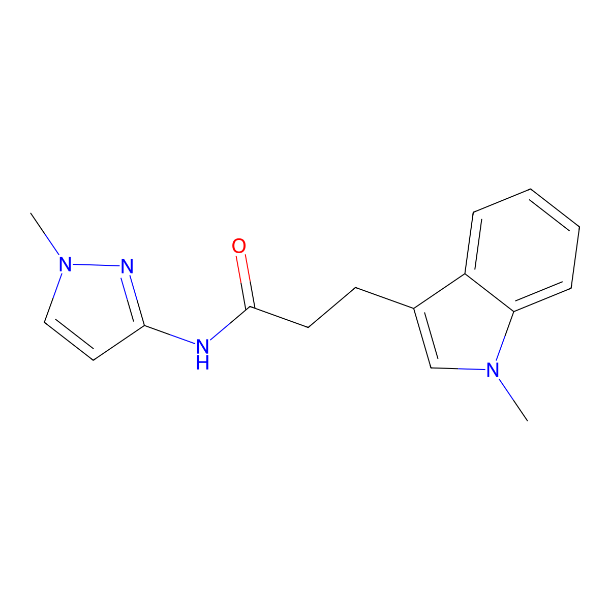 3-(1-methyl-1H-indol-3-yl)-N-(1-methyl-1H-pyrazol-3-yl)propanamide molecular structure, CAS 1401606-01-6