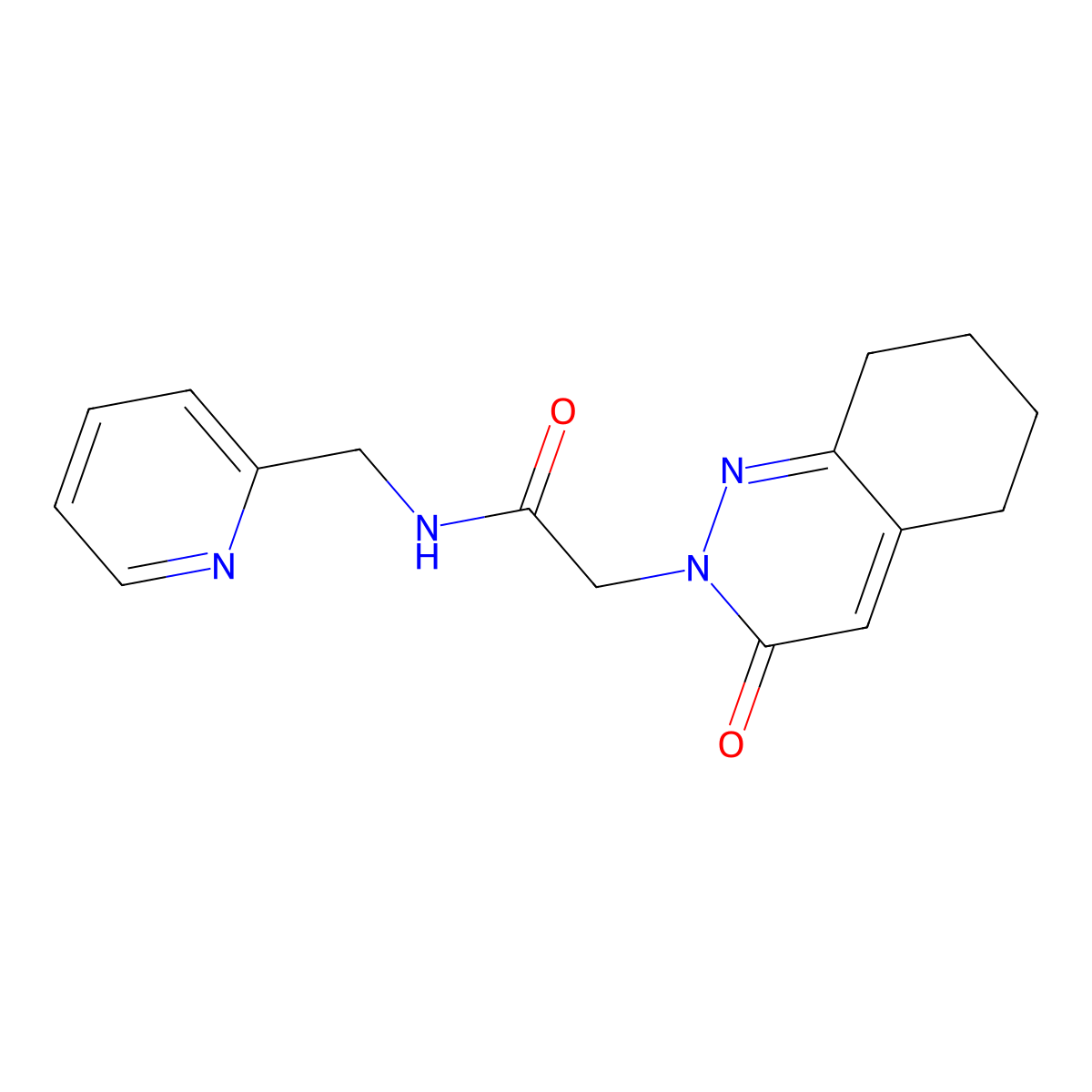 2-[3-oxo-5,6,7,8-tetrahydro-2(3H)-cinnolinyl]-N-(2-pyridylmethyl)acetamide molecular structure, CAS 1401606-09-4