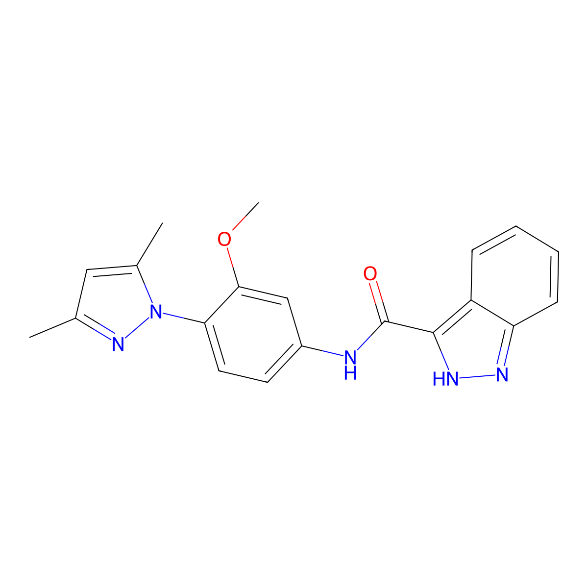 N-[4-(3,5-dimethyl-1H-pyrazol-1-yl)-3-methoxyphenyl]-2H-indazole-3-carboxamide molecular structure, CAS 1401606-11-8