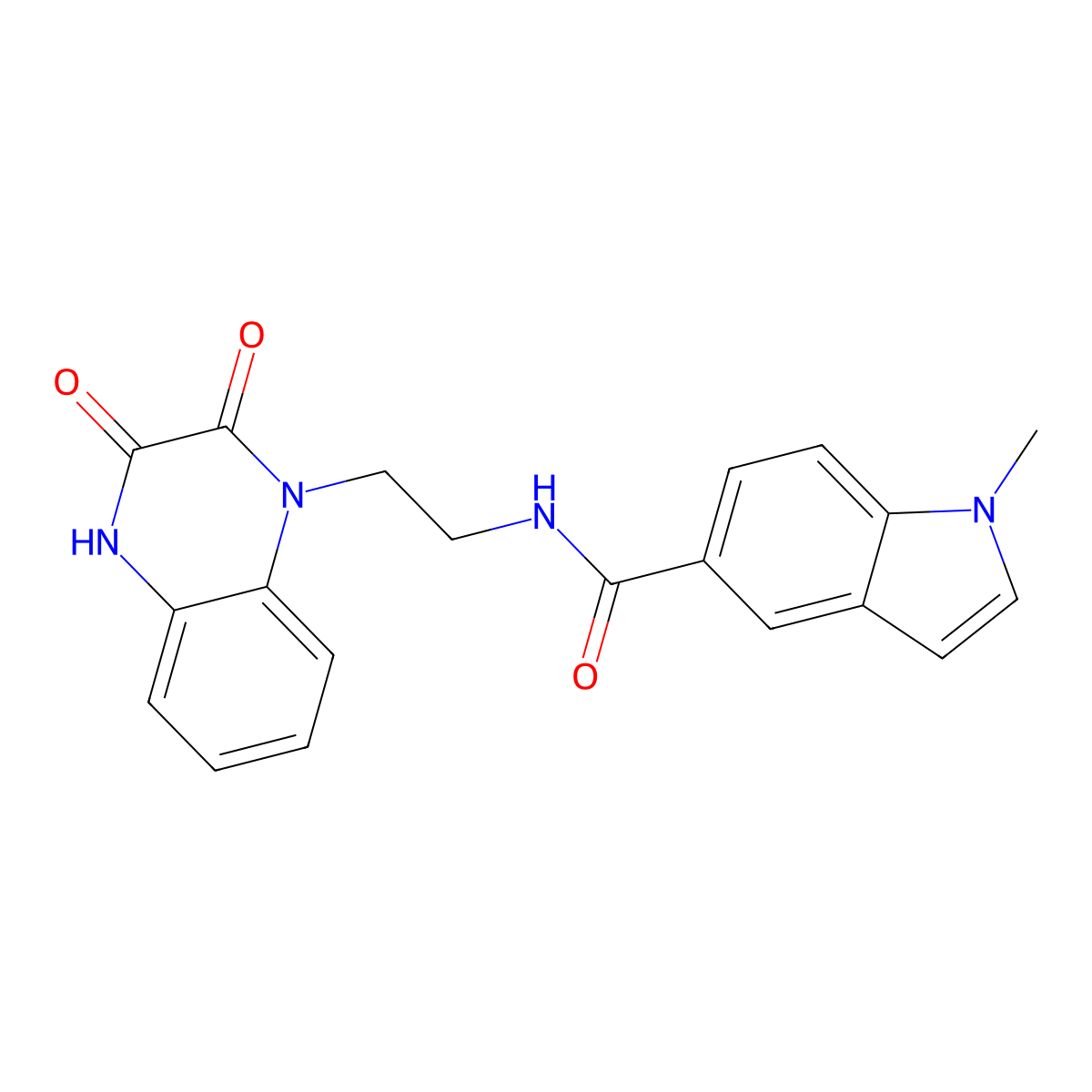 N-(2-(3-hydroxy-2-oxoquinoxalin-1(2H)-yl)ethyl)-1-methyl-1H-indole-5-carboxamide molecular structure, CAS 1401606-12-9
