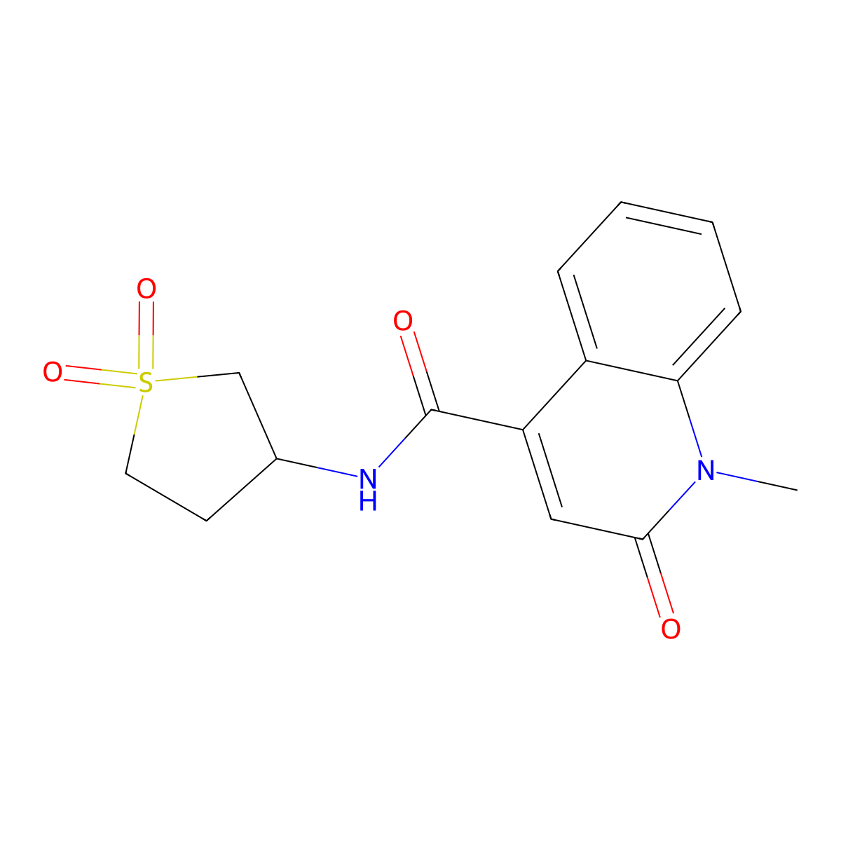 N-(1,1-dioxidotetrahydrothiophen-3-yl)-1-methyl-2-oxo-1,2-dihydroquinoline-4-carboxamide molecular structure, CAS 1401606-13-0