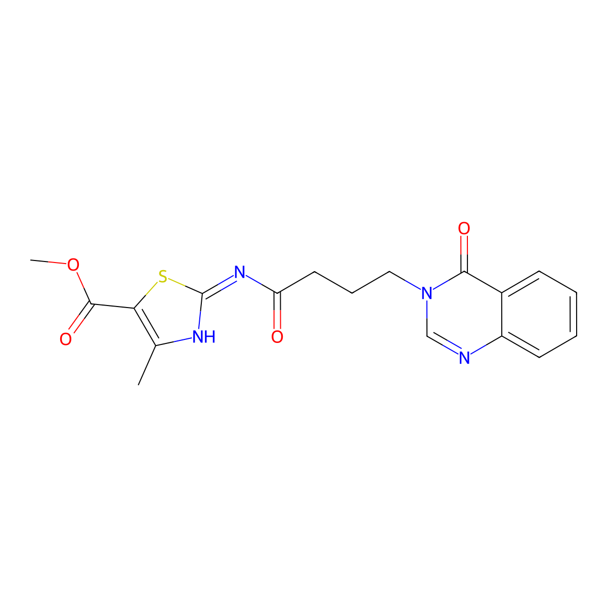 methyl 4-methyl-2-{[4-(4-oxoquinazolin-3(4H)-yl)butanoyl]amino}-1,3-thiazole-5-carboxylate molecular structure, CAS 1401606-24-3