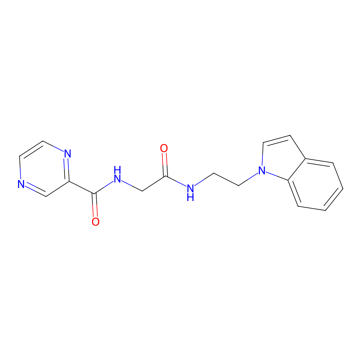 N-(2-{[2-(1H-indol-1-yl)ethyl]amino}-2-oxoethyl)-2-pyrazinecarboxamide molecular structure, CAS 1401606-30-1