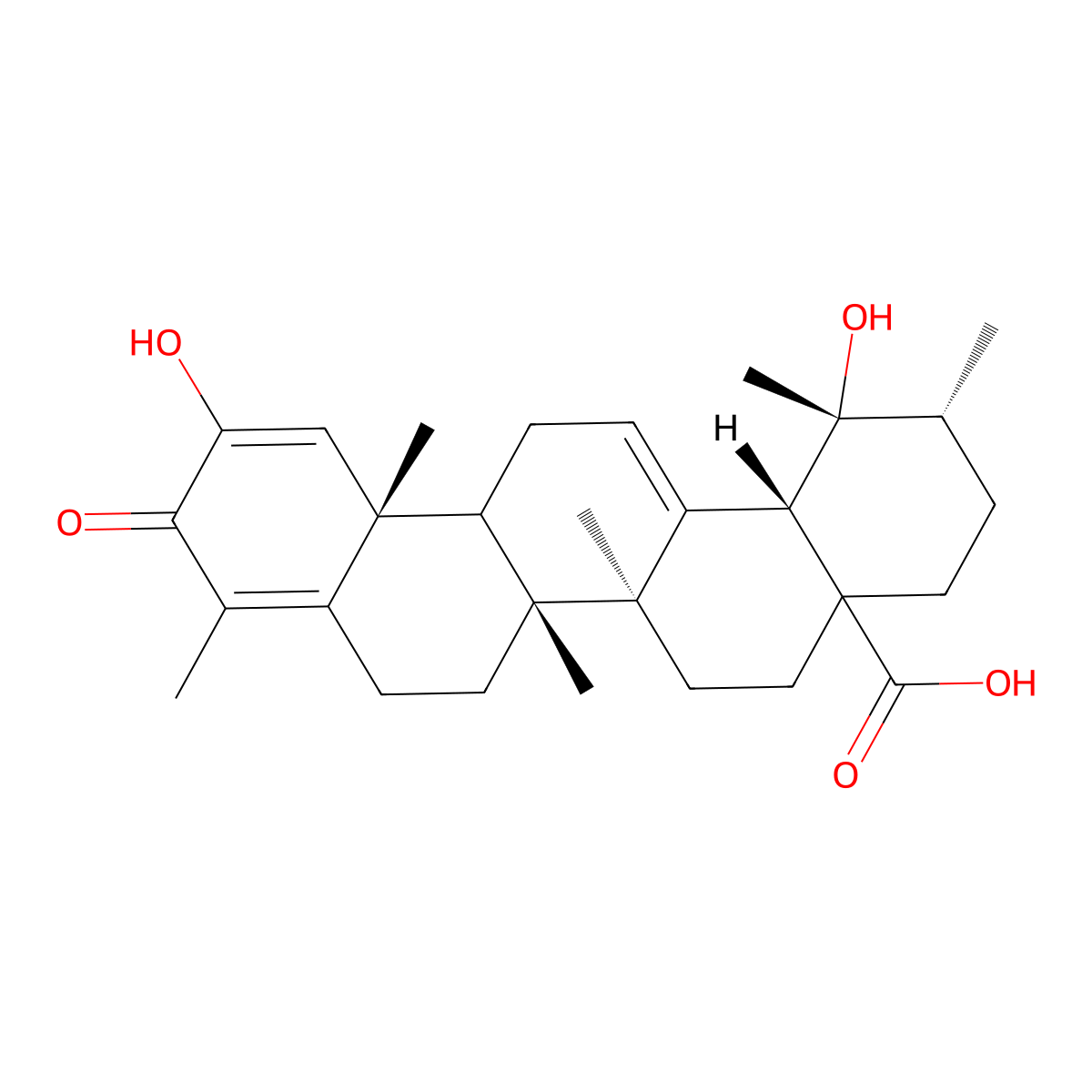 (1R,2R,6aS,6bR,12aS,14bS)-1,11-dihydroxy-1,2,6a,6b,9,12a-hexamethyl-10-oxo-2,3,4,5,6,6a,7,8,13,14b-decahydropicene-4a-carboxylic acid molecular structure, CAS 1401618-51-6