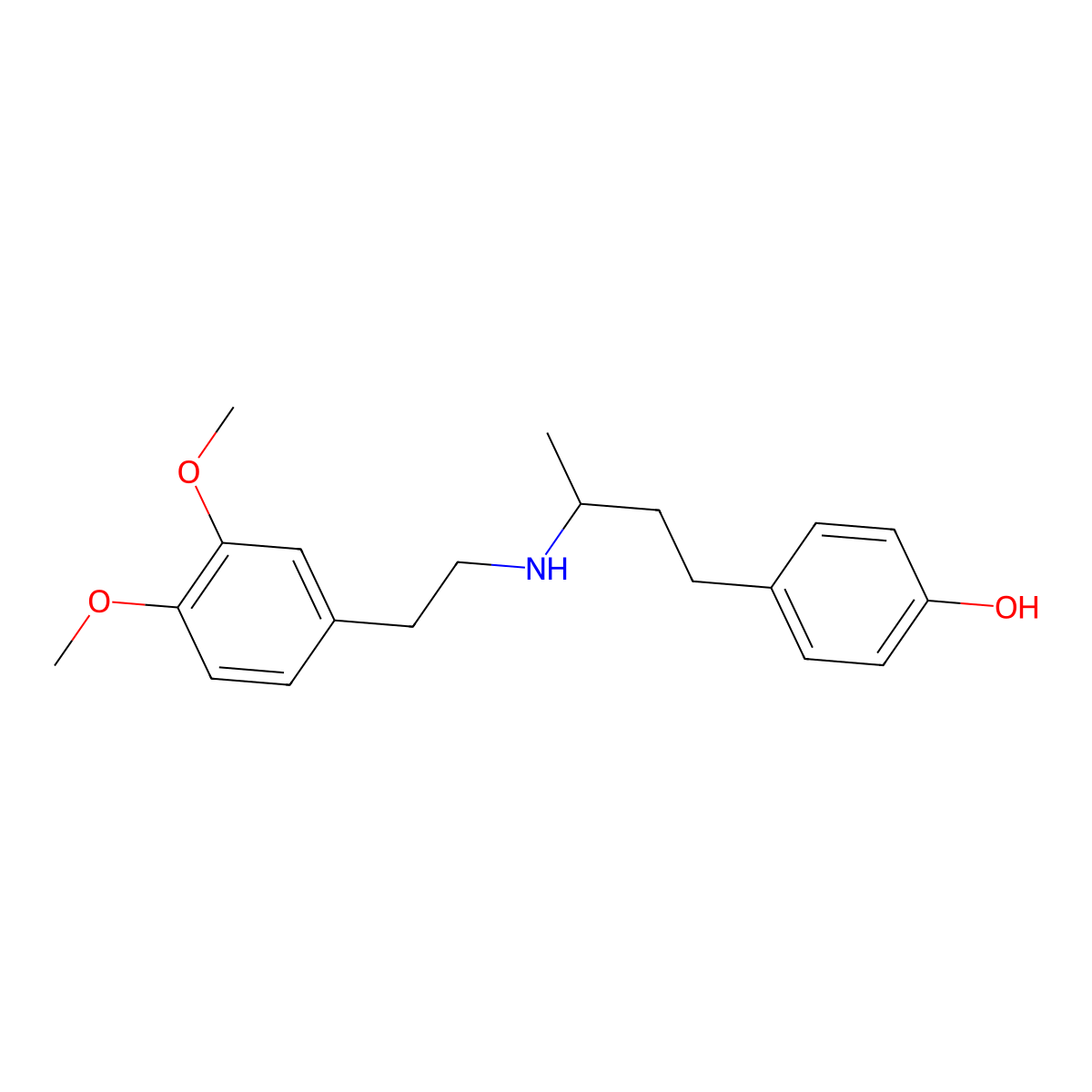 4-[3-[[2-(3,4-Dimethoxyphenyl)ethyl]amino]butyl]phenol molecular structure, CAS 140165-60-2