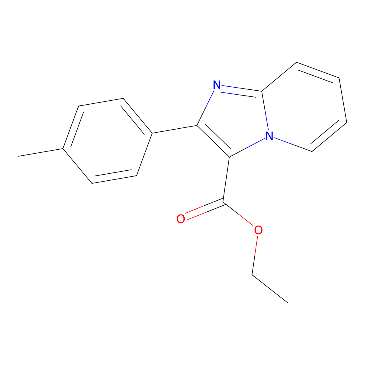 Ethyl 2-(4-methylphenyl)imidazo[1,2-a]pyridine-3-carboxylate molecular structure, CAS 140166-69-4