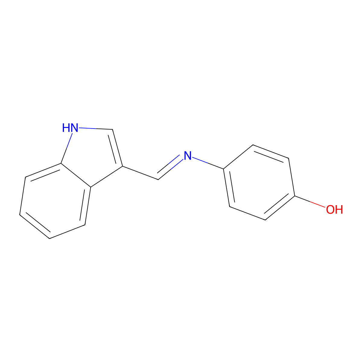 (E)-4-(((1H-indol-3-yl)methylene)amino)phenol molecular structure, CAS 1401664-05-8