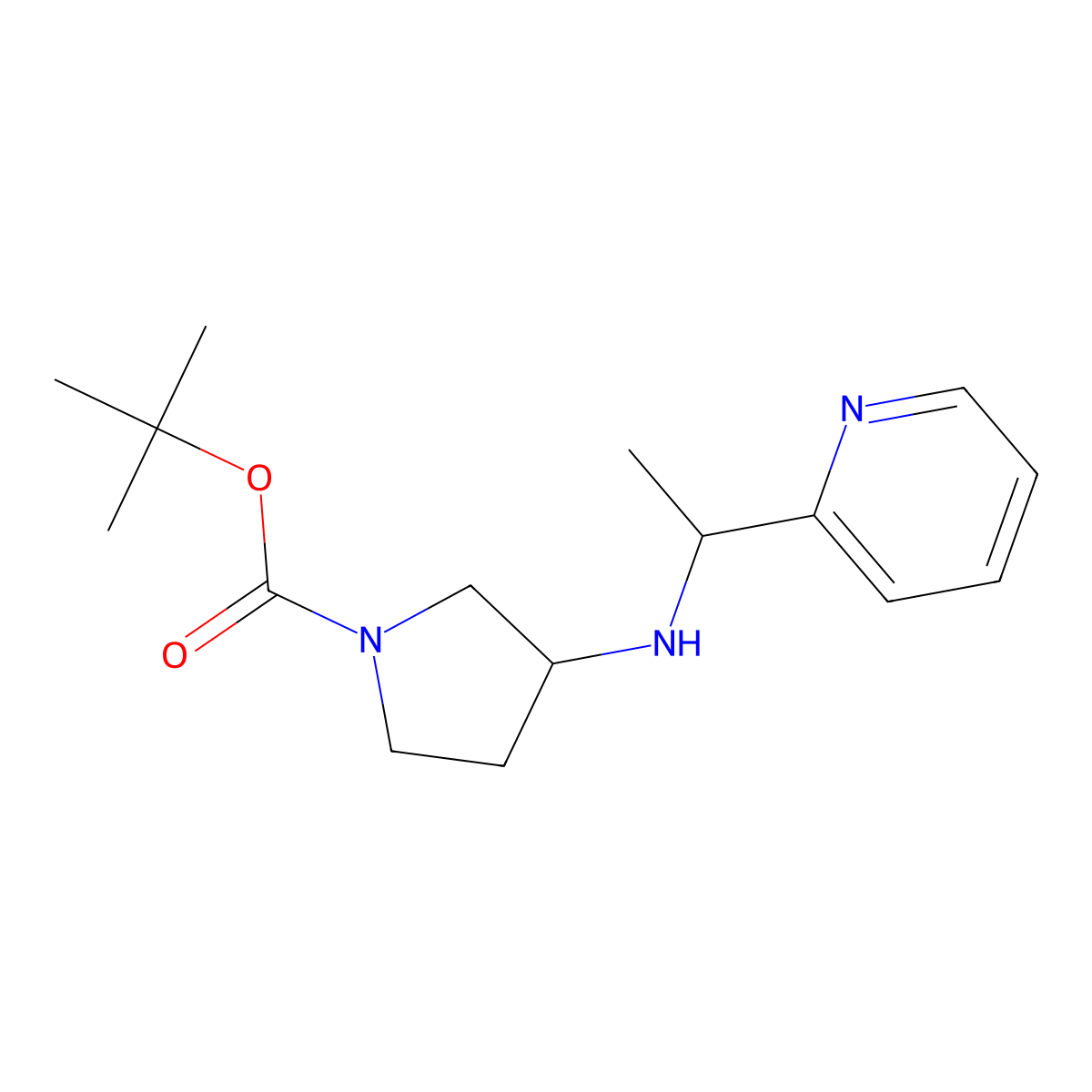 tert-Butyl 3-((1-(pyridin-2-yl)ethyl)amino)pyrrolidine-1-carboxylate molecular structure, CAS 1401673-03-7