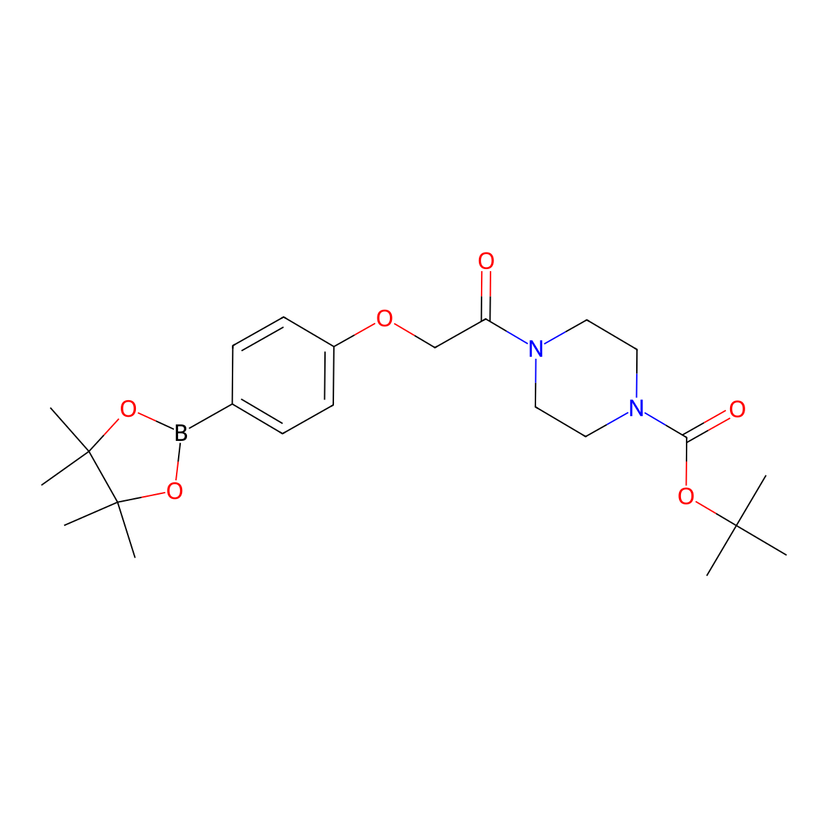 Tert-butyl 4-(2-(4-(4,4,5,5-tetramethyl-1,3,2-dioxaborolan-2-yl)phenoxy)acetyl)piperazine-1-carboxylate molecular structure, CAS 1401697-54-8