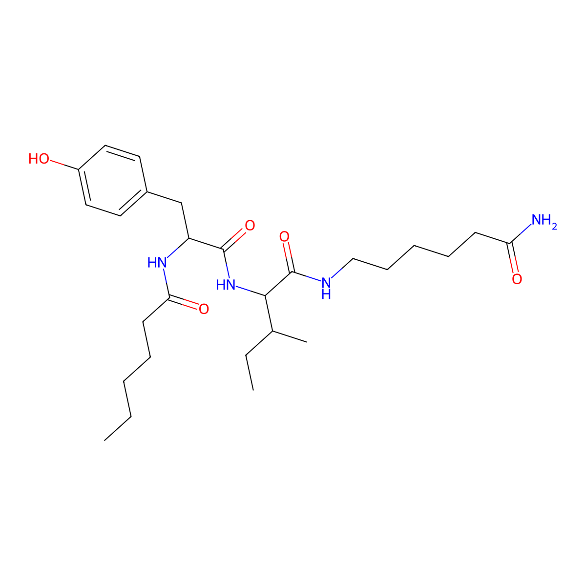 N-(1-Oxohexyl)-L-tyrosyl-N-(6-amino-6-oxohexyl)-L-isoleucinamide molecular structure, CAS 1401708-83-5