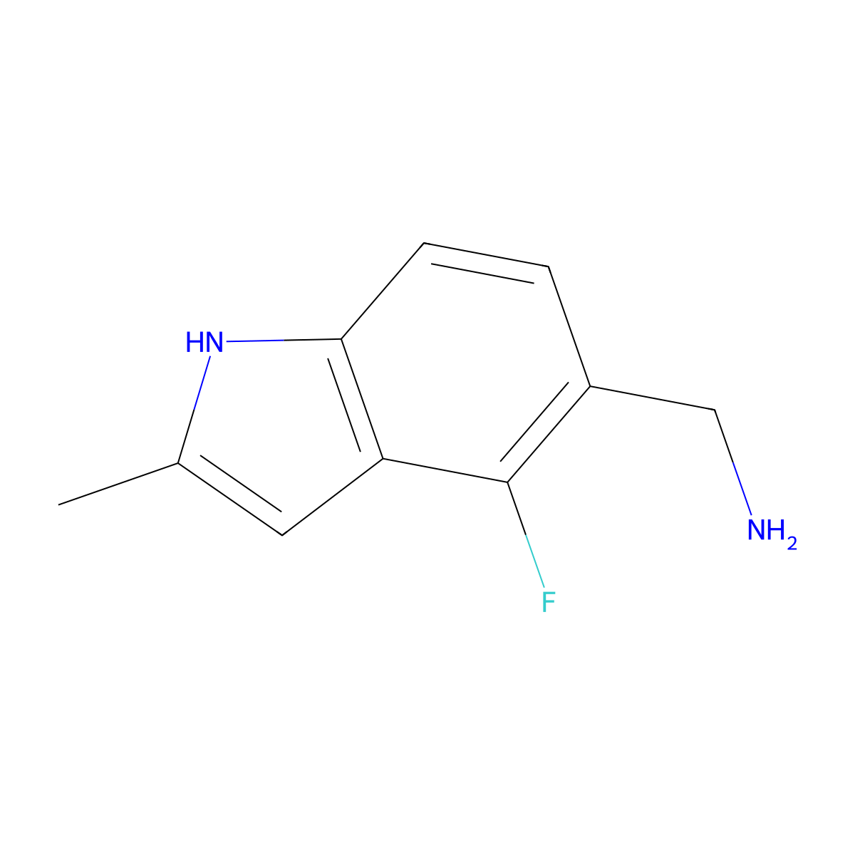 (4-fluoro-2-methyl-1H-indol-5-yl)methanamine molecular structure, CAS 1401727-00-1