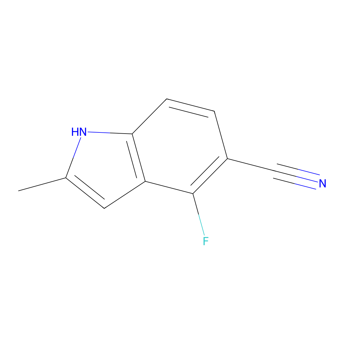 4-fluoro-2-methyl-1H-indole-5-carbonitrile molecular structure, CAS 1401727-02-3