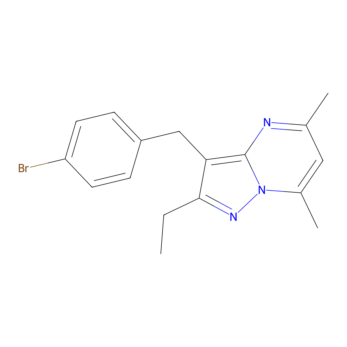 3-(4-Bromobenzyl)-2-ethyl-5,7-dimethylpyrazolo[1,5-A]pyrimidine molecular structure, CAS 1401728-63-9