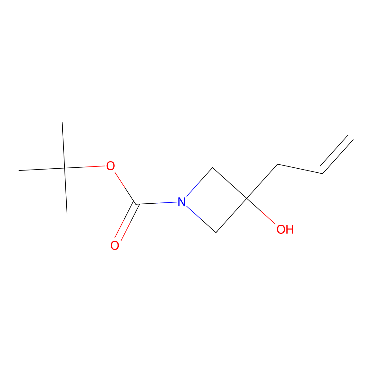 Tert-butyl 3-allyl-3-hydroxyazetidine-1-carboxylate molecular structure, CAS 1401728-89-9