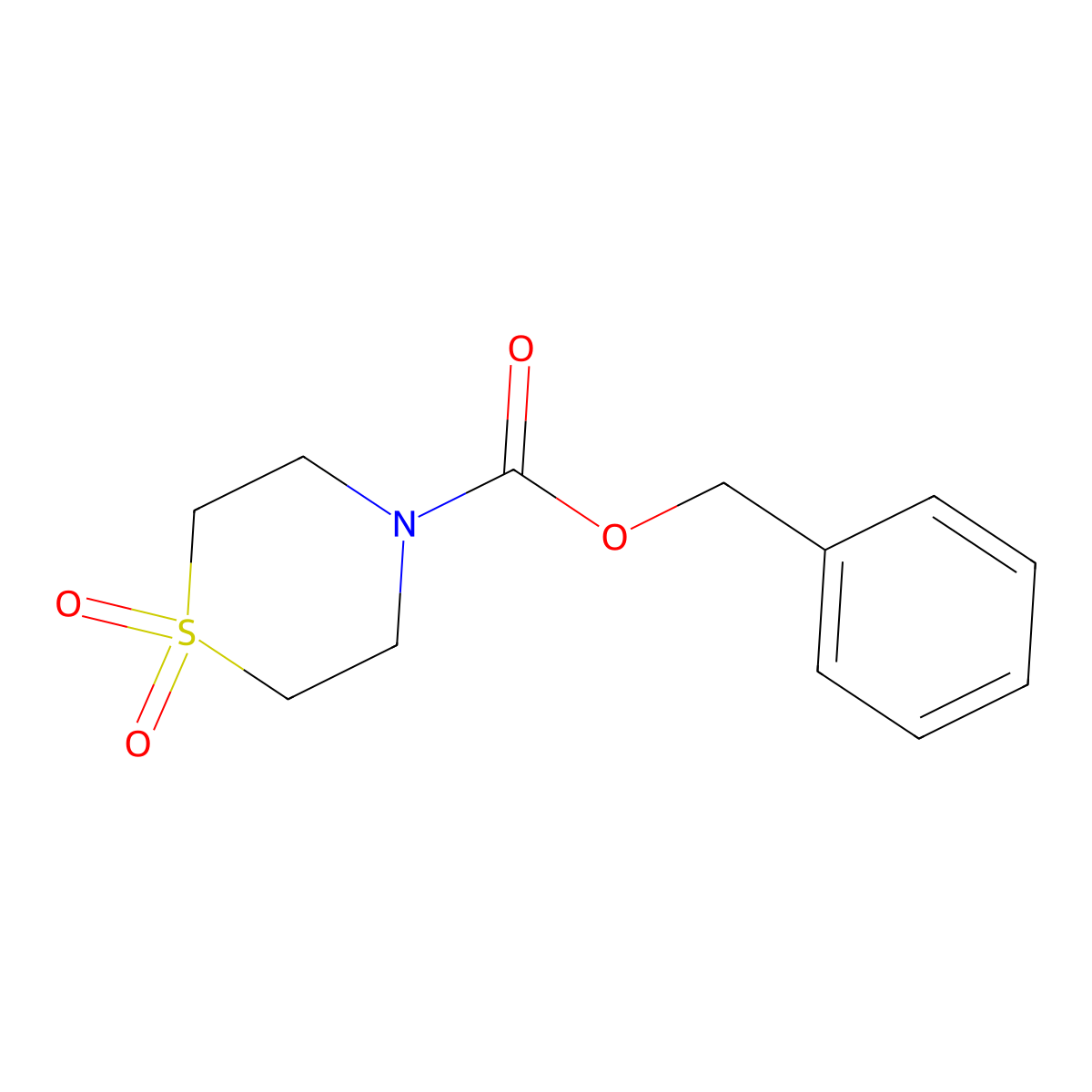 Benzyl thiomorpholine-4-carboxylate 1,1-dioxide molecular structure, CAS 140174-14-7