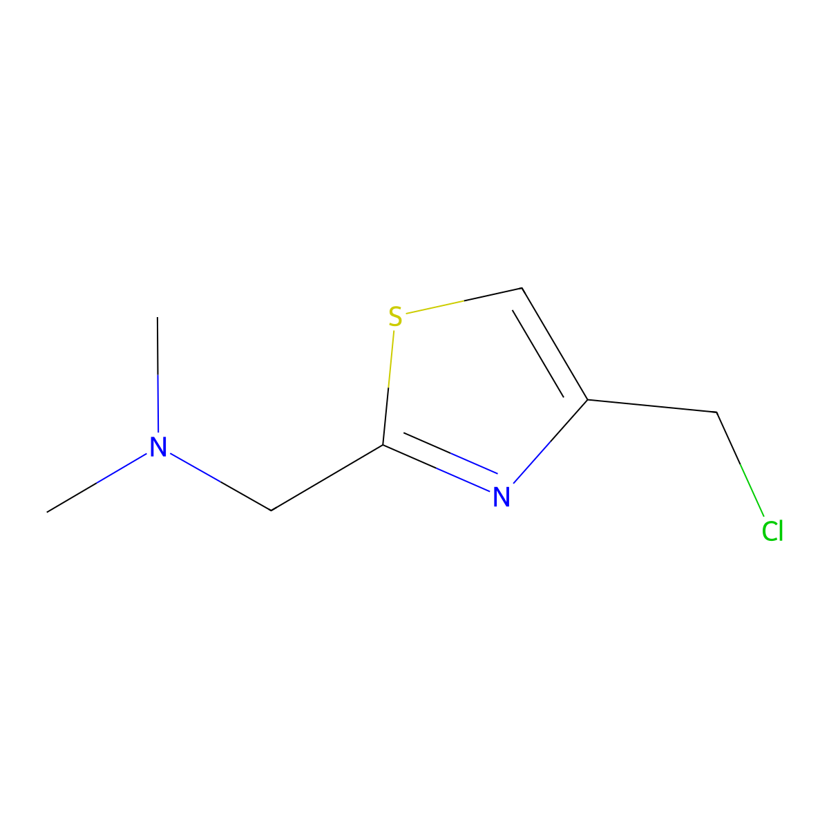 N-{[4-(chloromethyl)-1,3-thiazol-2-yl]methyl}-N,N-dimethylamine molecular structure, CAS 140176-73-4
