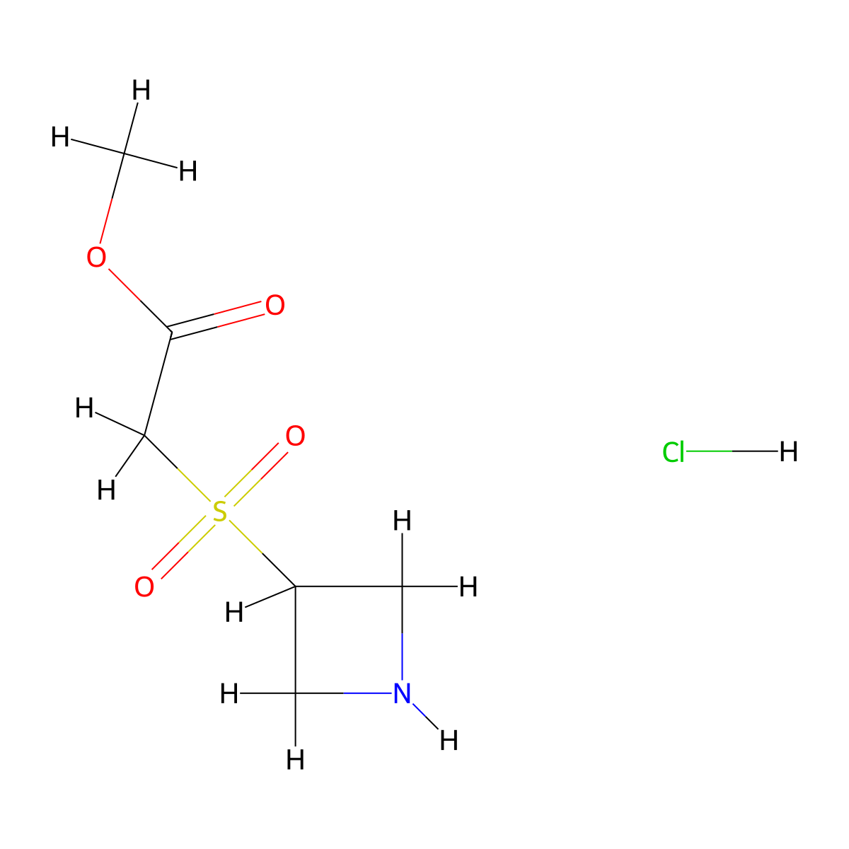 Methyl 2-(azetidine-3-sulfonyl)acetate hydrochloride molecular structure, CAS 1401785-84-9