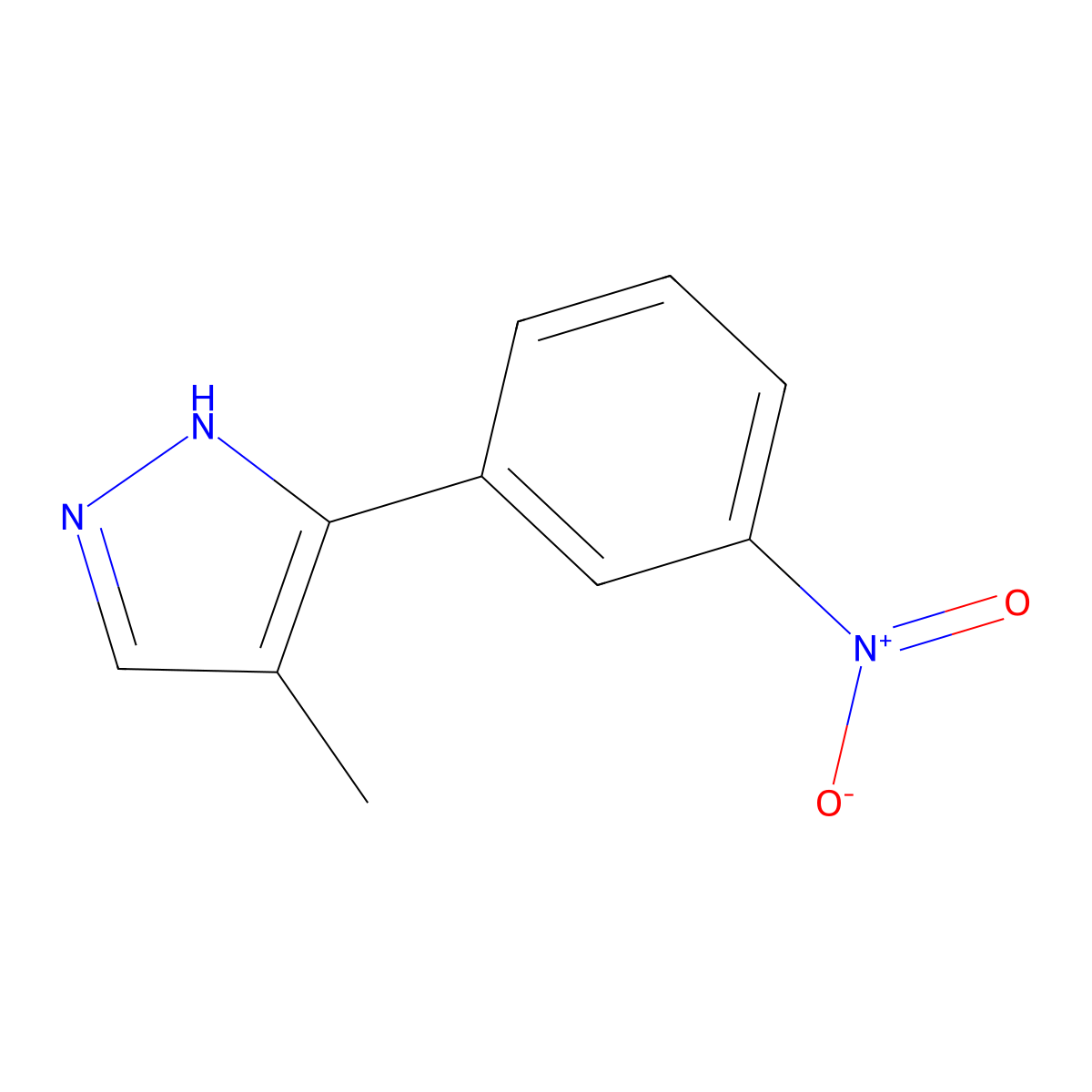 4-methyl-5-(3-nitrophenyl)-1H-pyrazole molecular structure, CAS 1401786-57-9
