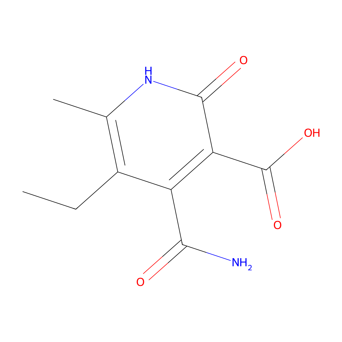4-Carbamoyl-5-ethyl-6-methyl-2-oxo-1,2-dihydropyridine-3-carboxylic acid molecular structure, CAS 1401793-00-7