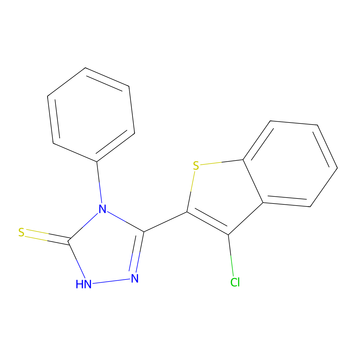 5-(3-chloro-1-benzothiophen-2-yl)-4-phenyl-4H-1,2,4-triazole-3-thiol molecular structure, CAS 140181-77-7