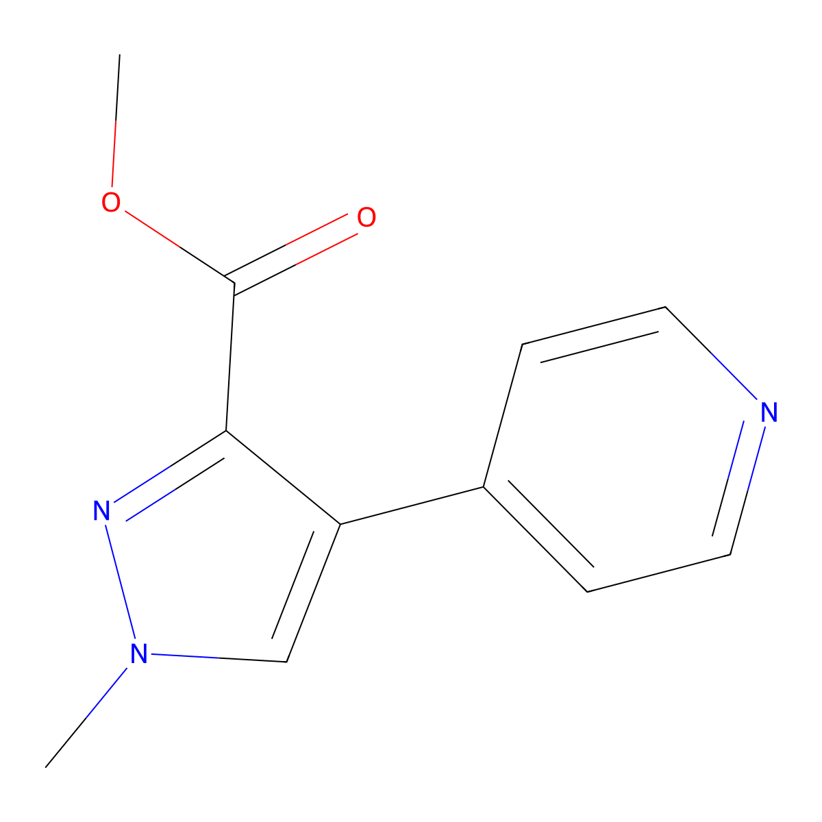 Methyl 1-methyl-4-pyridin-4-ylpyrazole-3-carboxylate molecular structure, CAS 1401812-80-3