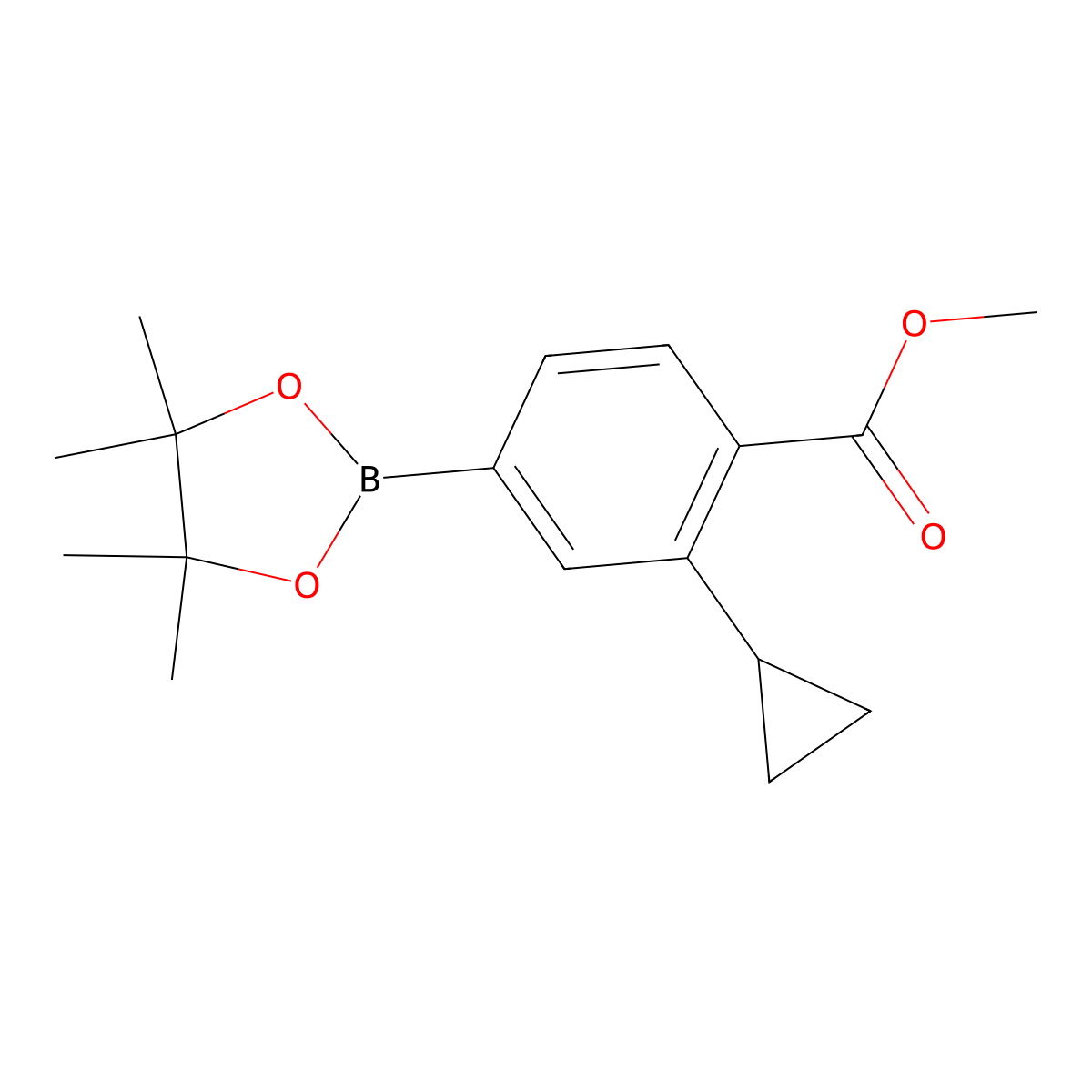 3-Cyclopropyl-4-(methoxycarbonyl)phenylboronic acid pinacol ester molecular structure, CAS 1401814-52-5
