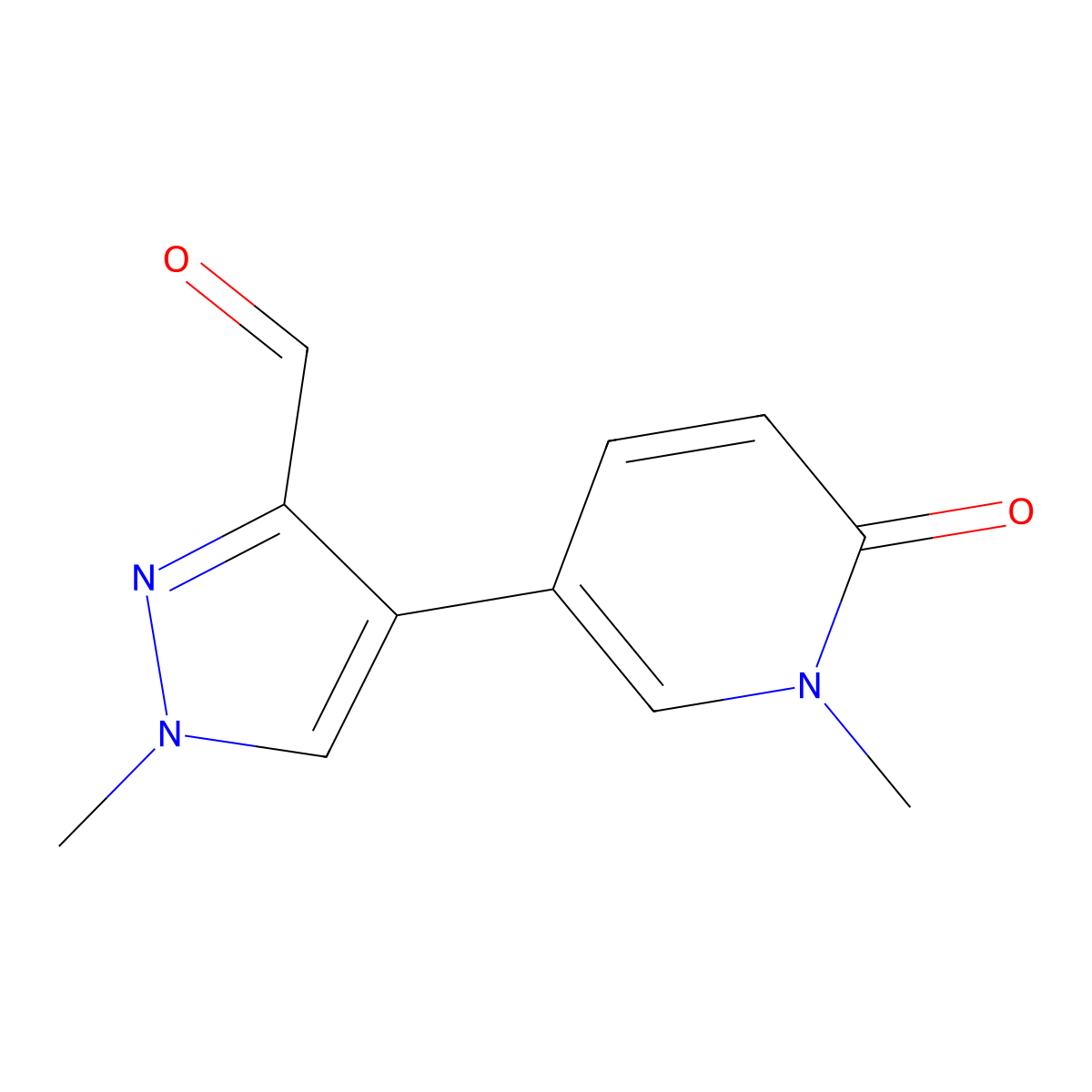 4-(1,6-Dihydro-1-methyl-6-oxo-3-pyridinyl)-1-methyl-1H-pyrazole-3-carboxaldehyde molecular structure, CAS 1401816-79-2