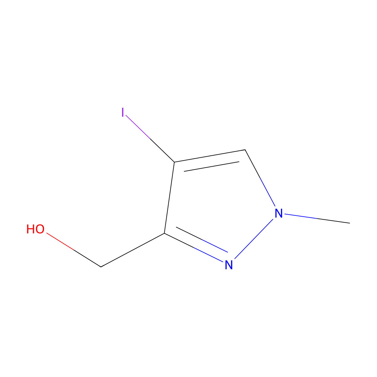 (4-iodo-1-methyl-1H-pyrazol-3-yl)methanol molecular structure, CAS 1401816-91-8