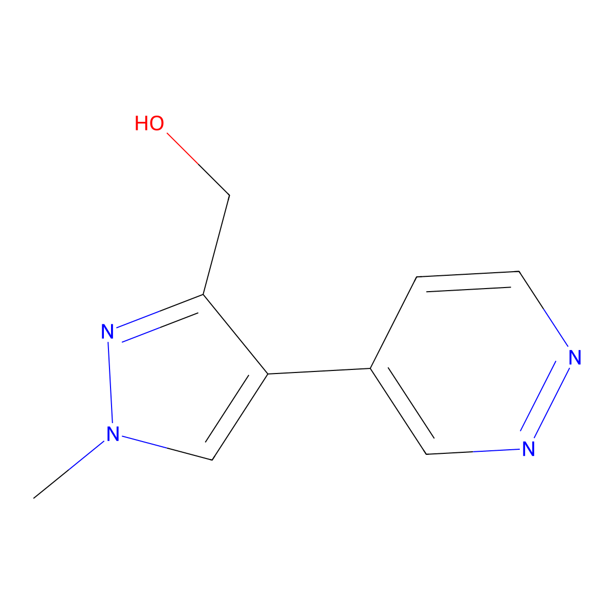 1-Methyl-4-(4-pyridazinyl)-1h-pyrazole-3-methanol molecular structure, CAS 1401817-17-1
