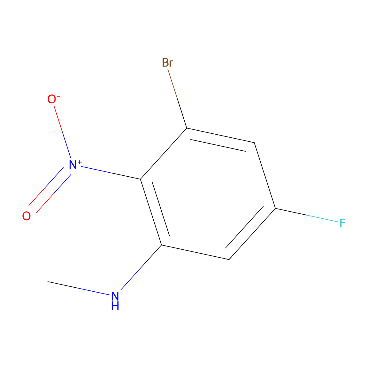 3-bromo-5-fluoro-N-methyl-2-nitroaniline molecular structure, CAS 1401817-62-6