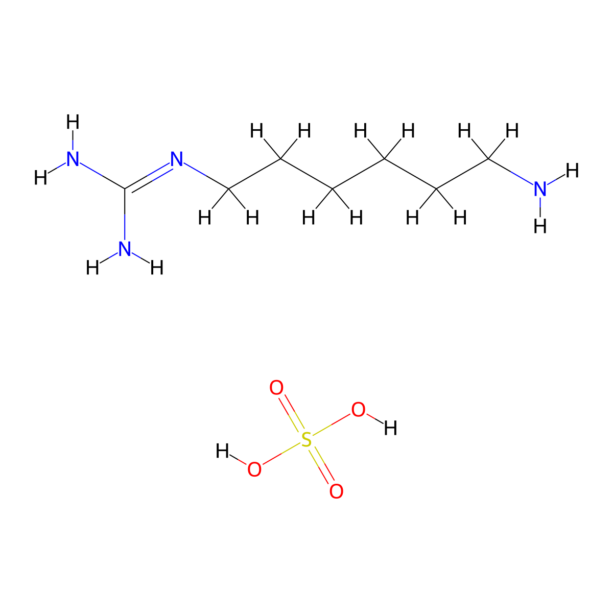 N-(6-aminohexyl)guanidine; sulfuric acid molecular structure, CAS 1401846-54-5