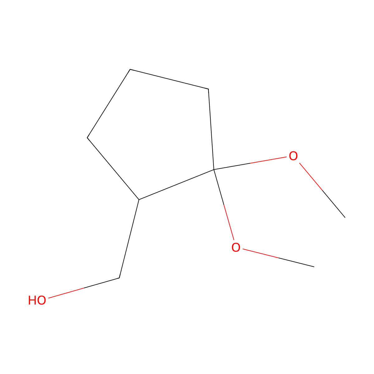 (2,2-Dimethoxycyclopentyl)methanol molecular structure, CAS 1401859-63-9