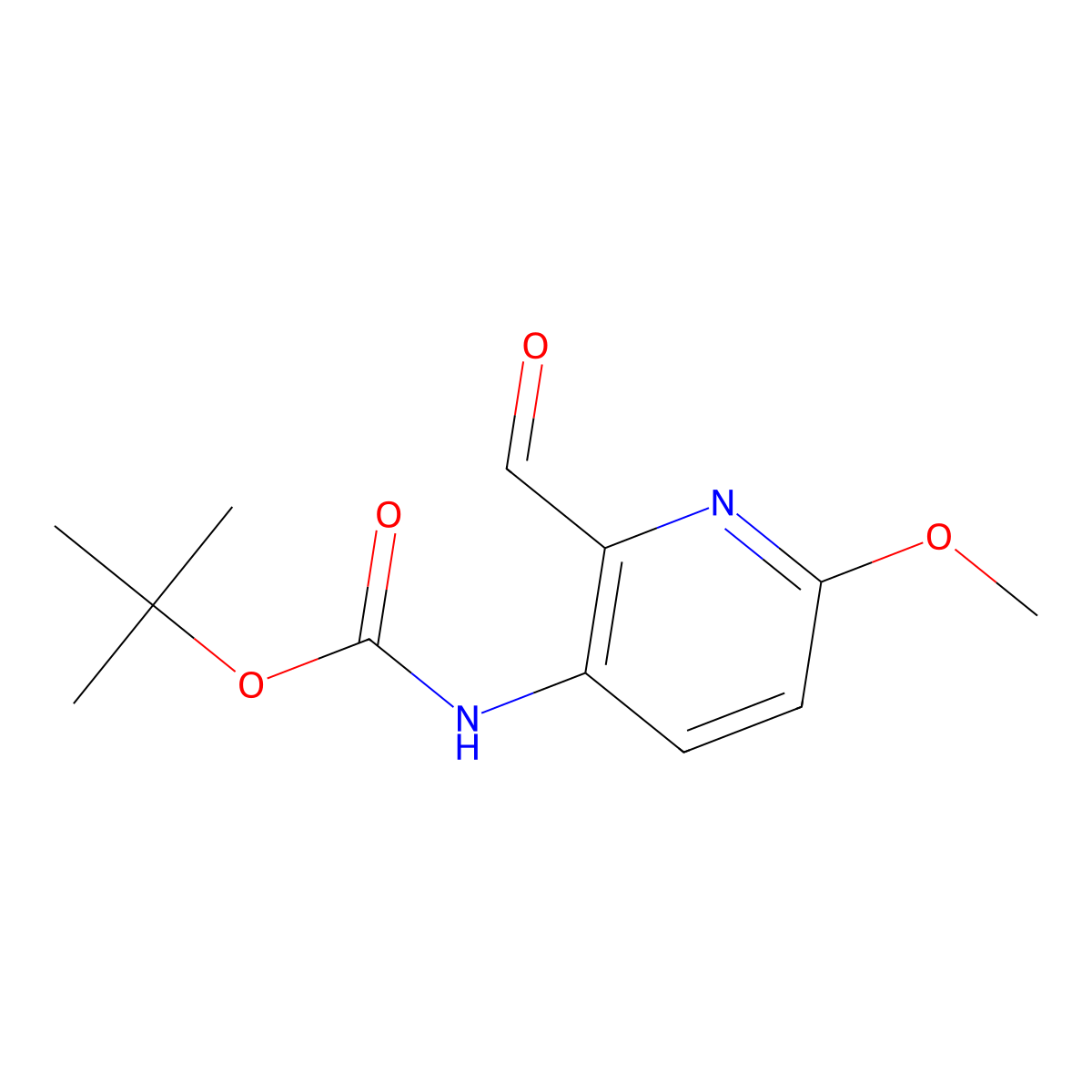 tert-butyl N-(2-formyl-6-methoxypyridin-3-yl)carbamate molecular structure, CAS 1401900-65-9