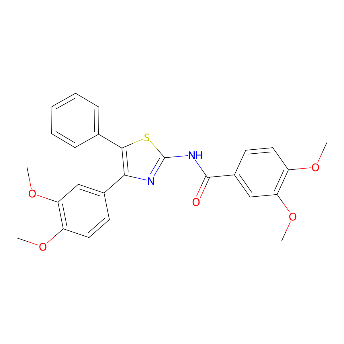 N-(4-(3,4-dimethoxyphenyl)-5-phenylthiazol-2-yl)-3,4-dimethoxybenzamide molecular structure, CAS 1401934-55-1