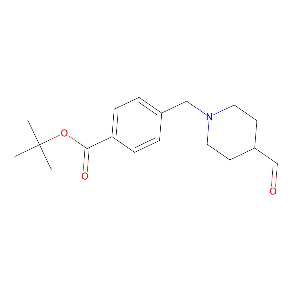 Tert-butyl 4-((4-formylpiperidin-1-yl)methyl)benzoate molecular structure, CAS 1401966-71-9