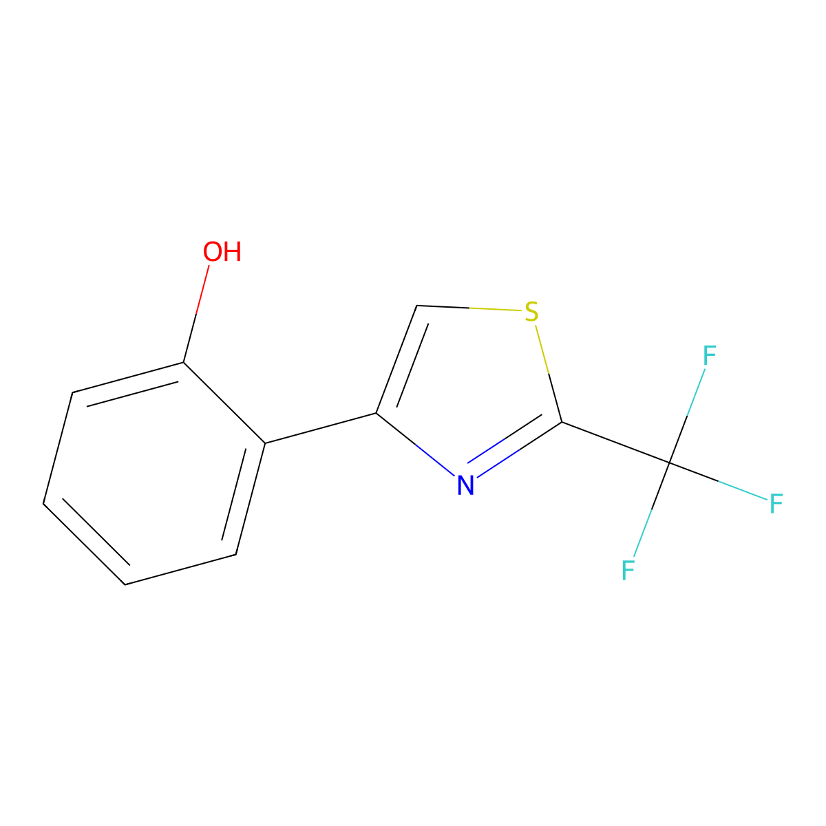 2-[2-(Trifluoromethyl)-1,3-thiazol-4-yl]phenol molecular structure, CAS 1402003-85-3