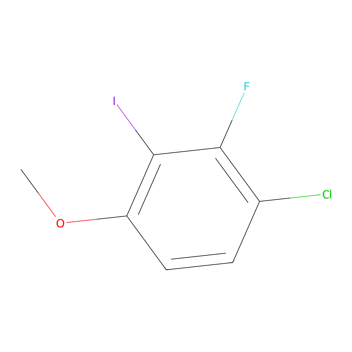 1-Chloro-2-fluoro-3-iodo-4-methoxybenzene molecular structure, CAS 1402004-77-6