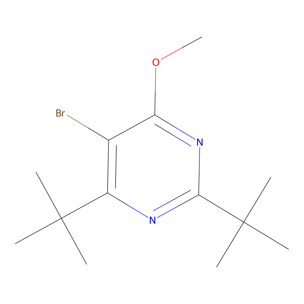 5-Bromo-2,4-di-tert-butyl-6-methoxypyrimidine molecular structure, CAS 140201-01-0