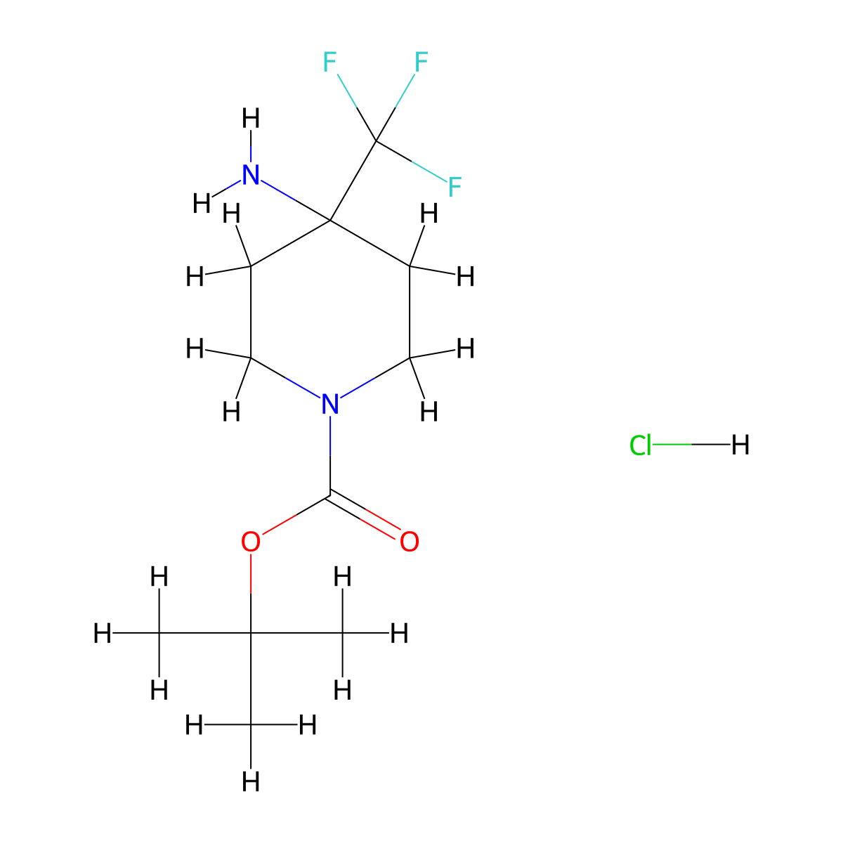 tert-butyl 4-aMino-4-(trifluoroMethyl)piperidine-1-carboxylate hydrochloride molecular structure, CAS 1402047-77-1