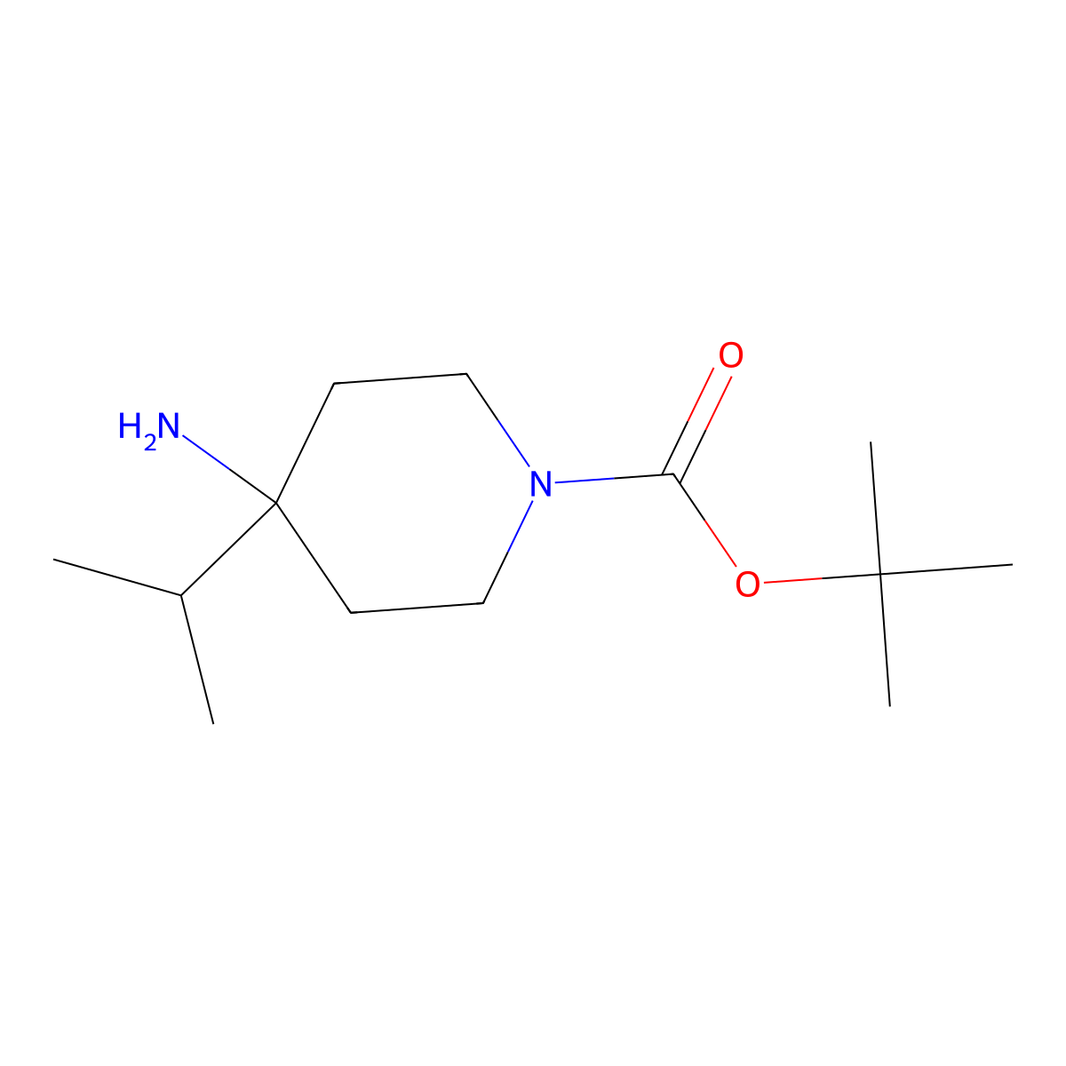 tert-Butyl 4-amino-4-(propan-2-yl)piperidine-1-carboxylate molecular structure, CAS 1402148-68-8