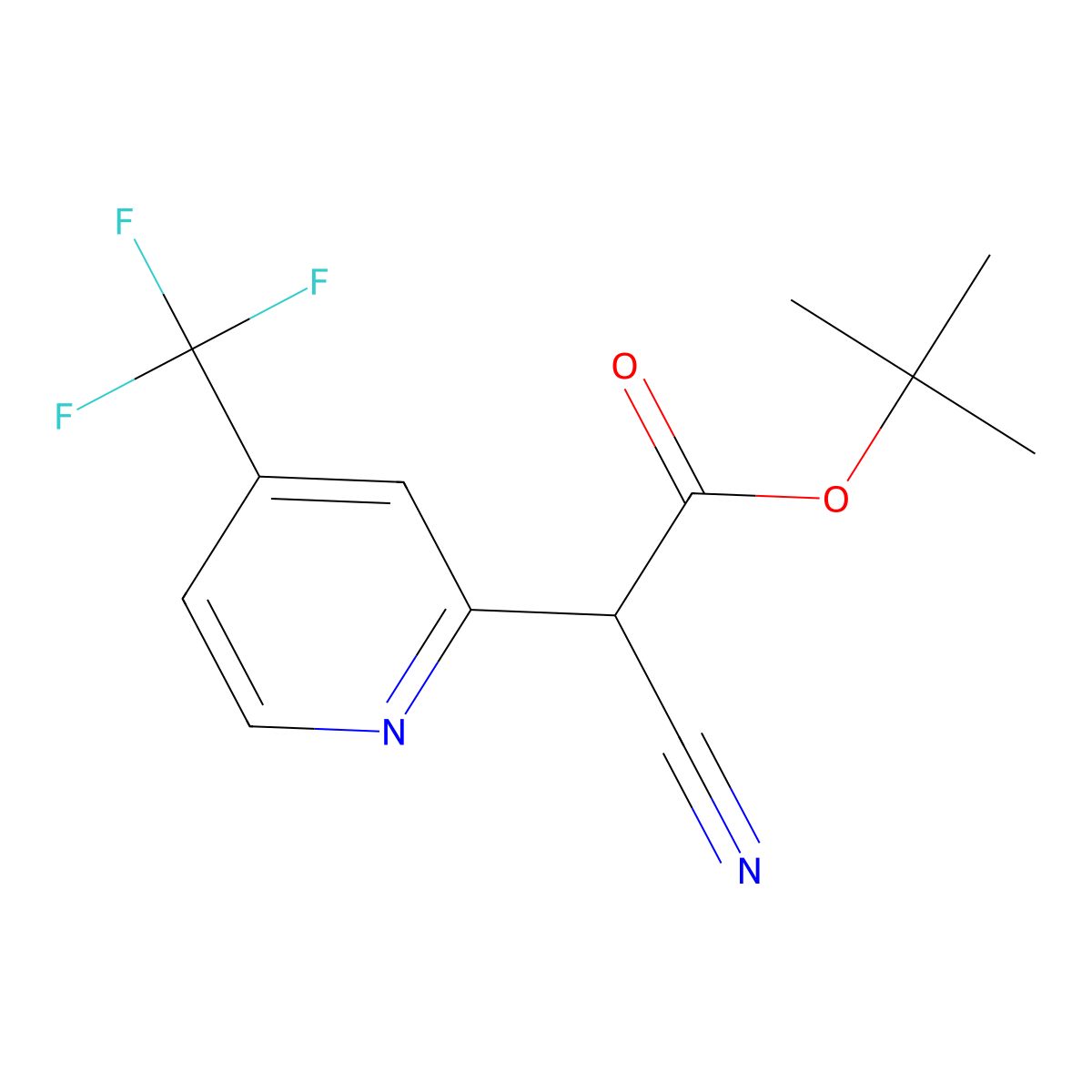 Tert-butyl 2-cyano-2-(4-(trifluoromethyl)pyridin-2-yl)acetate molecular structure, CAS 1402148-71-3