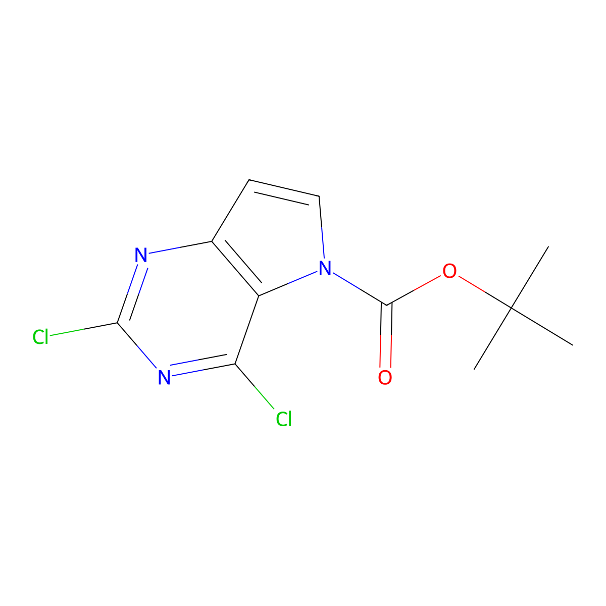tert-butyl 2,4-dichloro-5H-pyrrolo[3,2-d]pyrimidine-5-carboxylate molecular structure, CAS 1402148-73-5