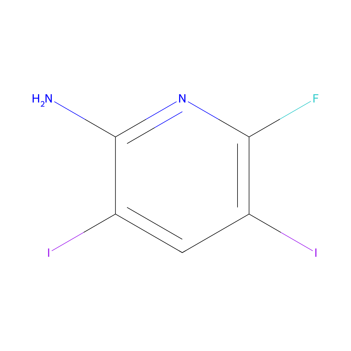 6-Fluoro-3,5-diiodopyridin-2-amine molecular structure, CAS 1402148-90-6
