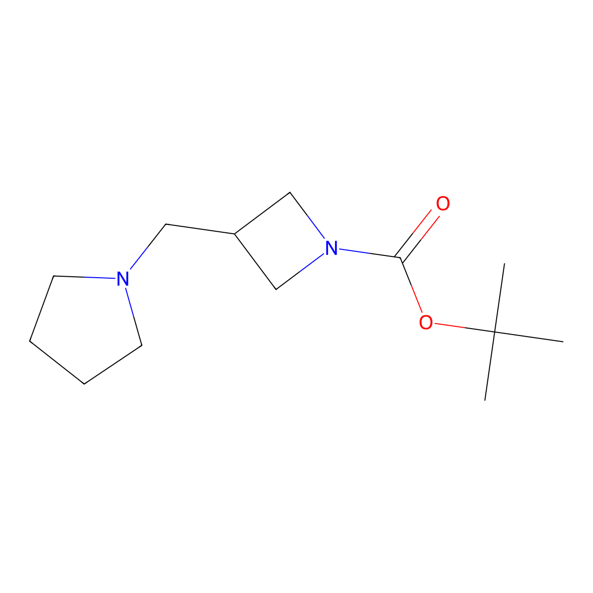 Tert-butyl 3-(pyrrolidin-1-ylmethyl)azetidine-1-carboxylate molecular structure, CAS 1402148-98-4