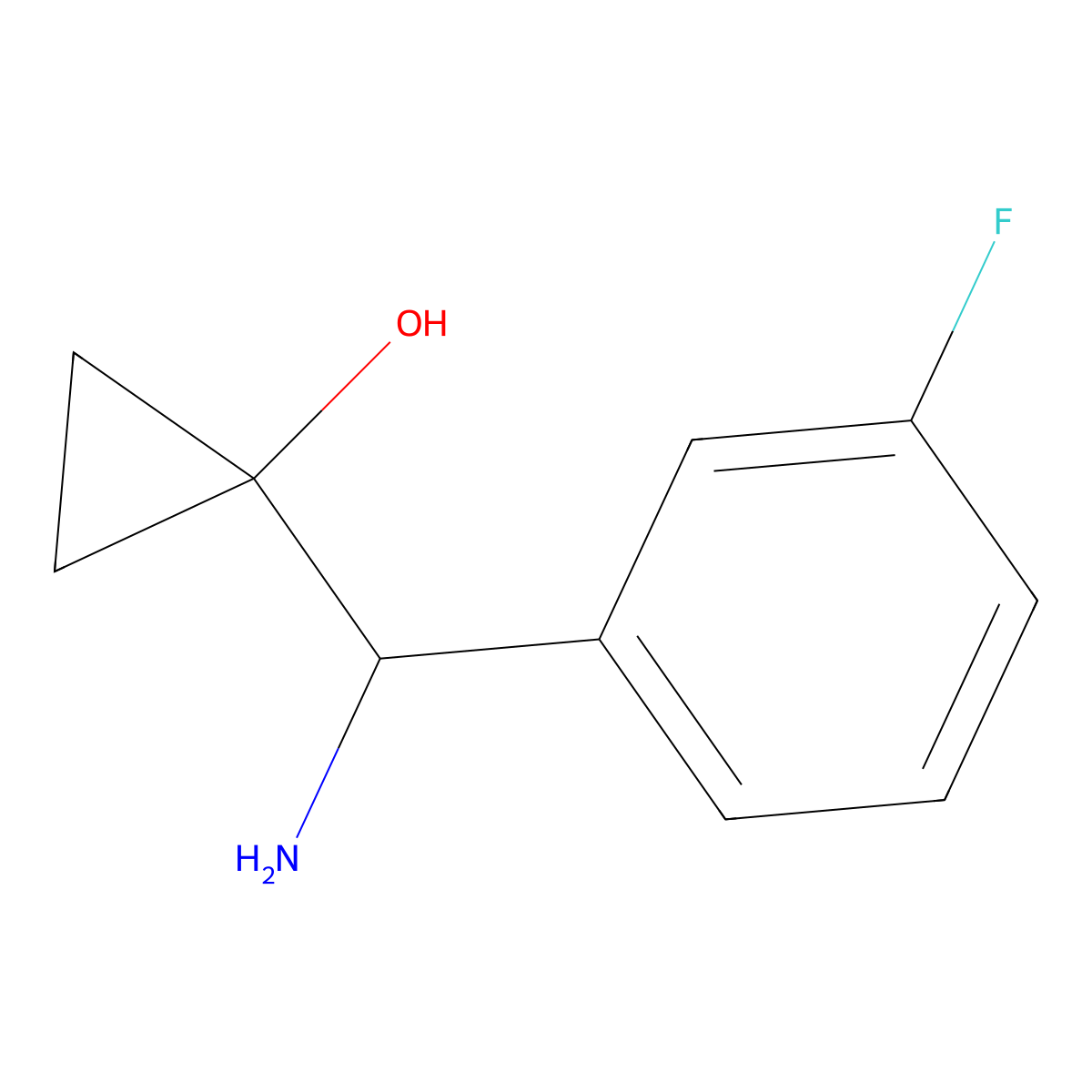1-(Amino(3-fluorophenyl)methyl)cyclopropanol molecular structure, CAS 1402149-29-4