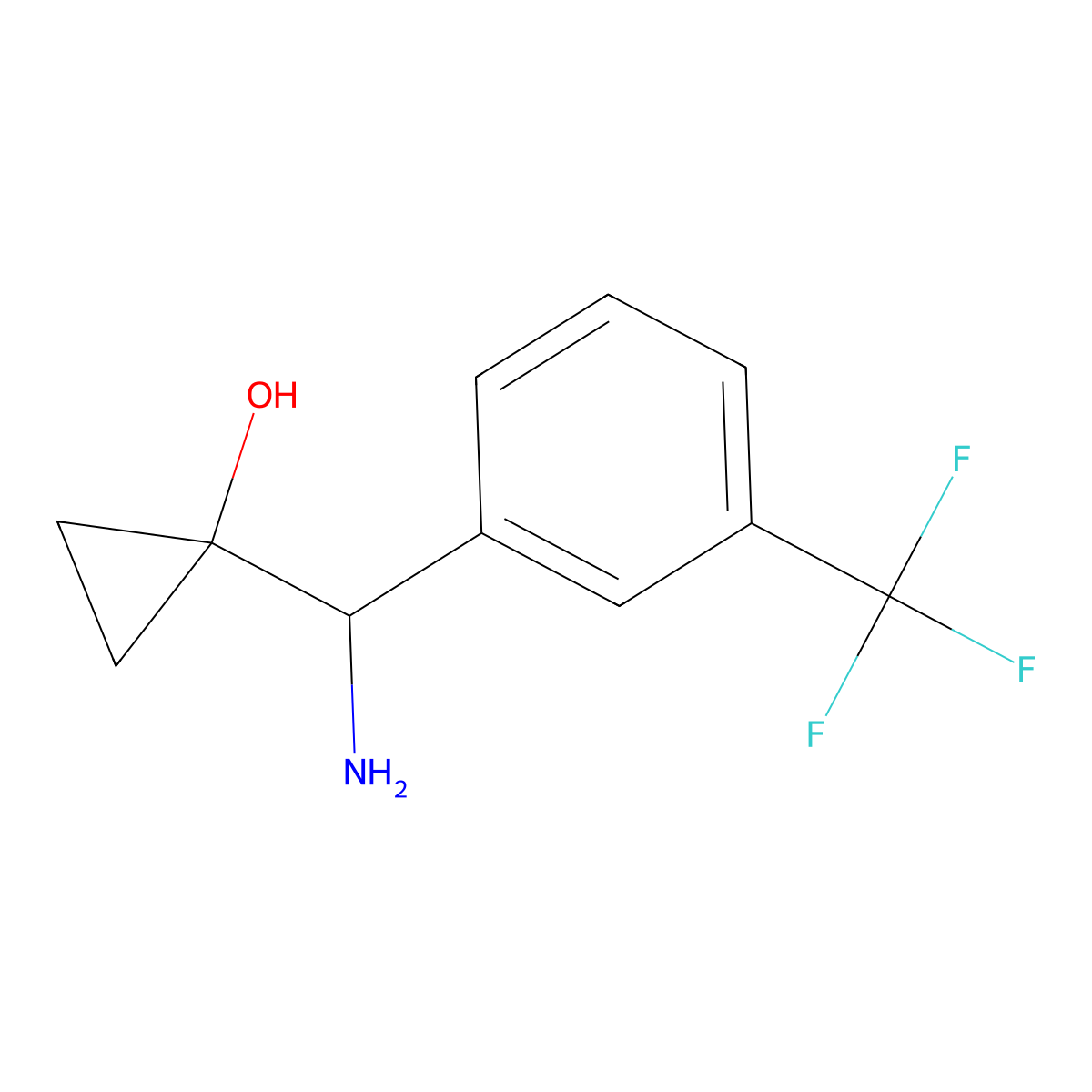 1-(Amino(3-(trifluoromethyl)phenyl)methyl)cyclopropanol molecular structure, CAS 1402149-44-3