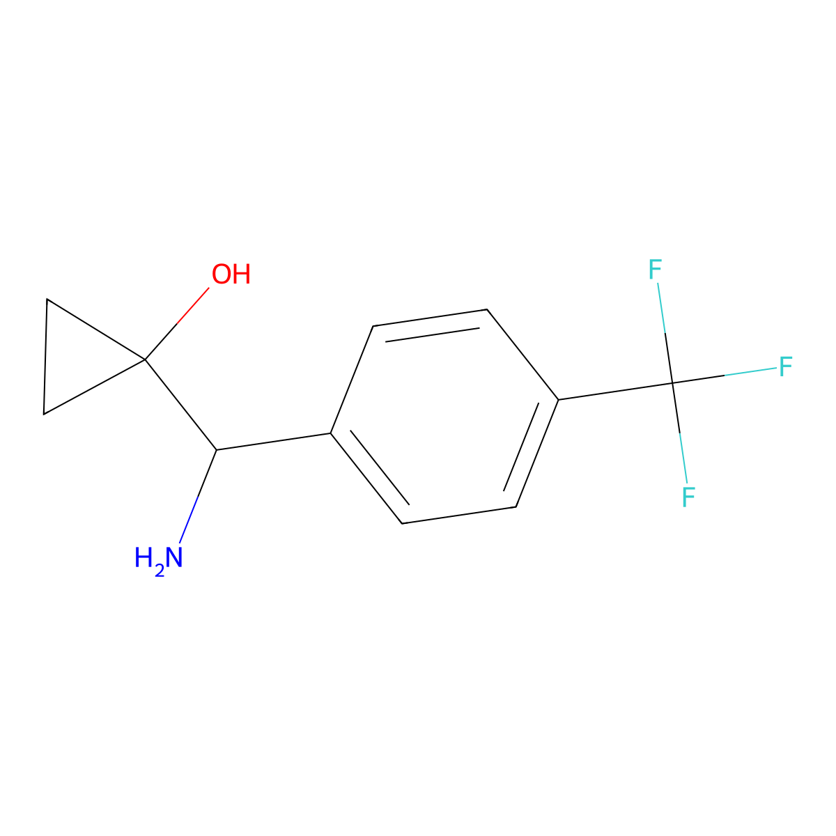 1-(Amino(4-(trifluoromethyl)phenyl)methyl)cyclopropanol molecular structure, CAS 1402149-45-4