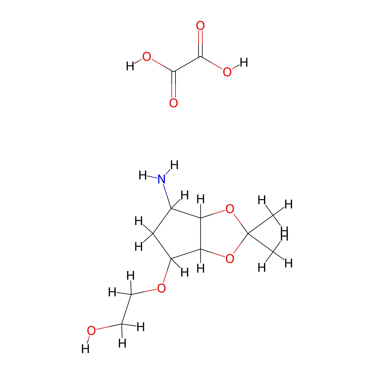 2-[[(3aS,4R,6S,6aR)-4-Aminotetrahydro-2,2-dimethyl-3aH-cyclopenta[d][1,3]dioxol-6-yl]oxy]ethanolOxalate molecular structure, CAS 1402150-30-4