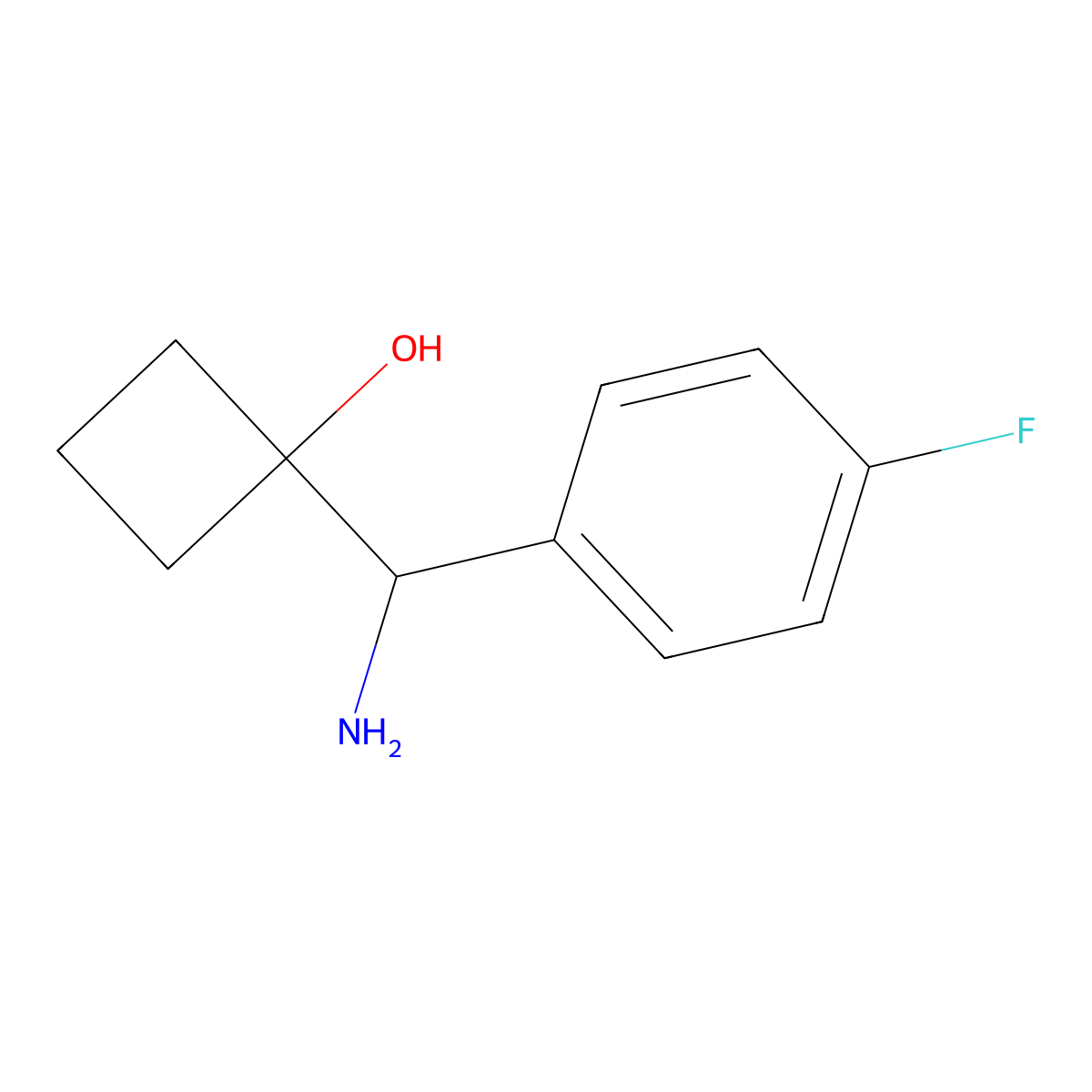 1-(Amino(4-fluorophenyl)methyl)cyclobutanol molecular structure, CAS 1402152-75-3