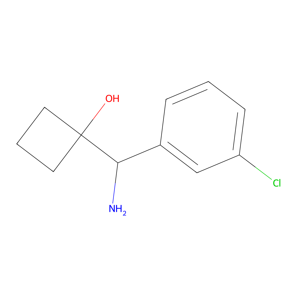 1-(Amino(3-chlorophenyl)methyl)cyclobutanol molecular structure, CAS 1402152-80-0